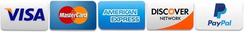 Visa Mastercard American Express Discover Paypal
